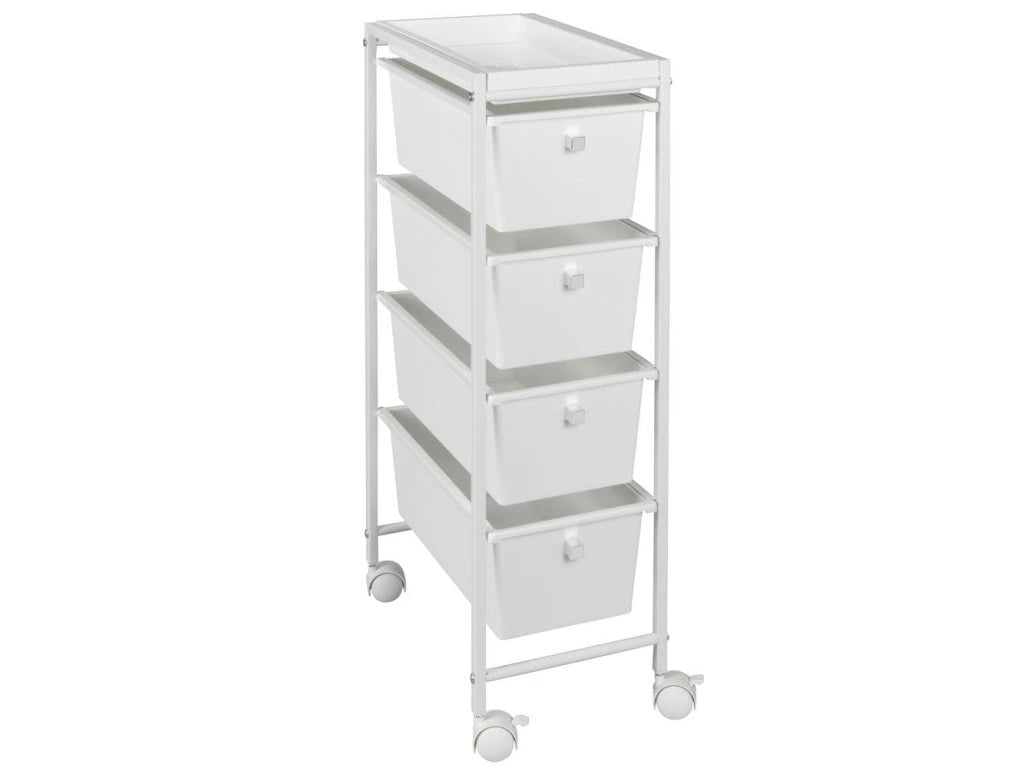 White trolley on wheels GALA, 4-tier By Wenko.de