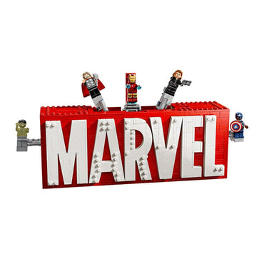 Lego Marvel Logo and Minifigures Building