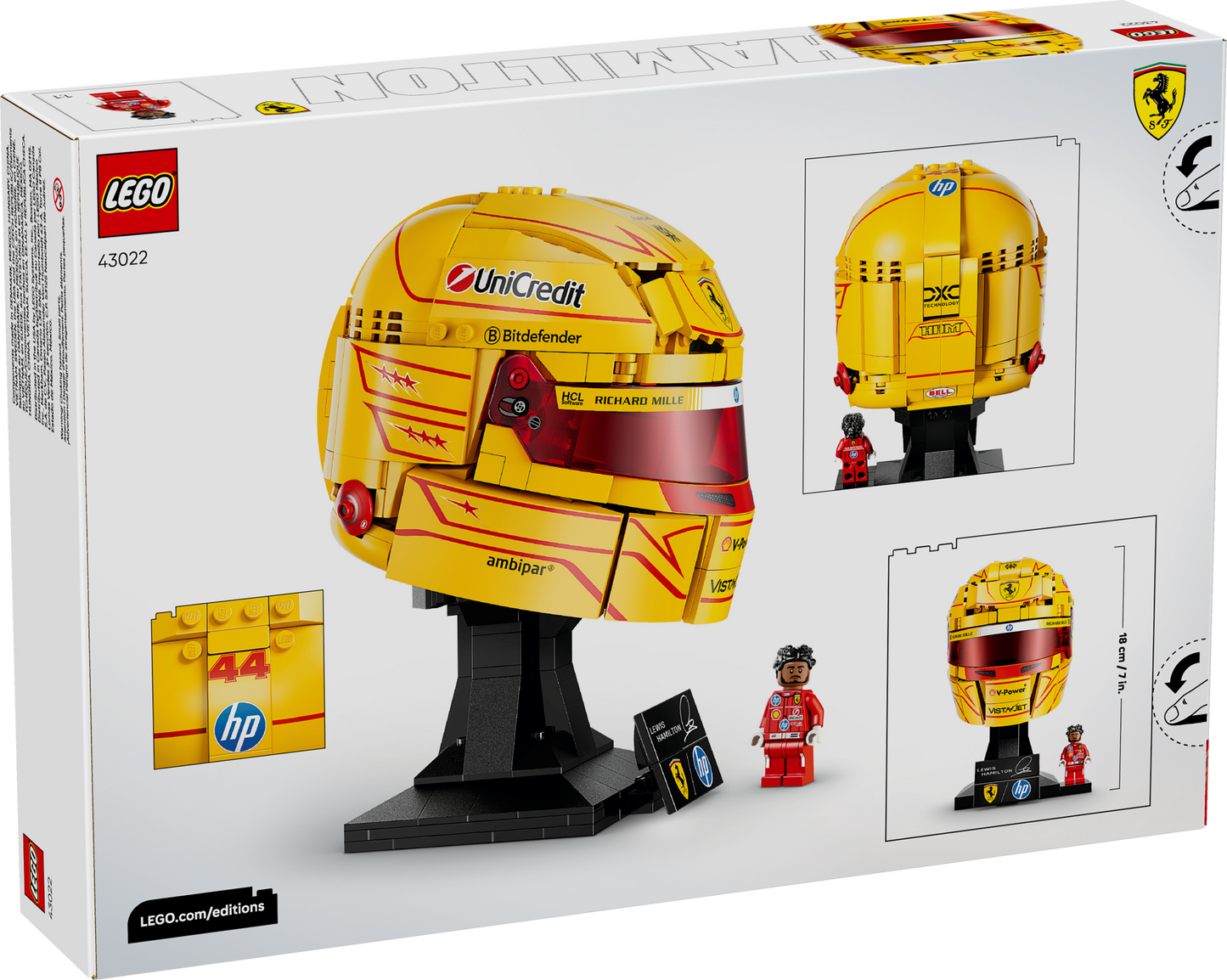 LEGO Editions Scuderia Ferrari HP Lewis Hamilton Helmet LEGO Display Model Set