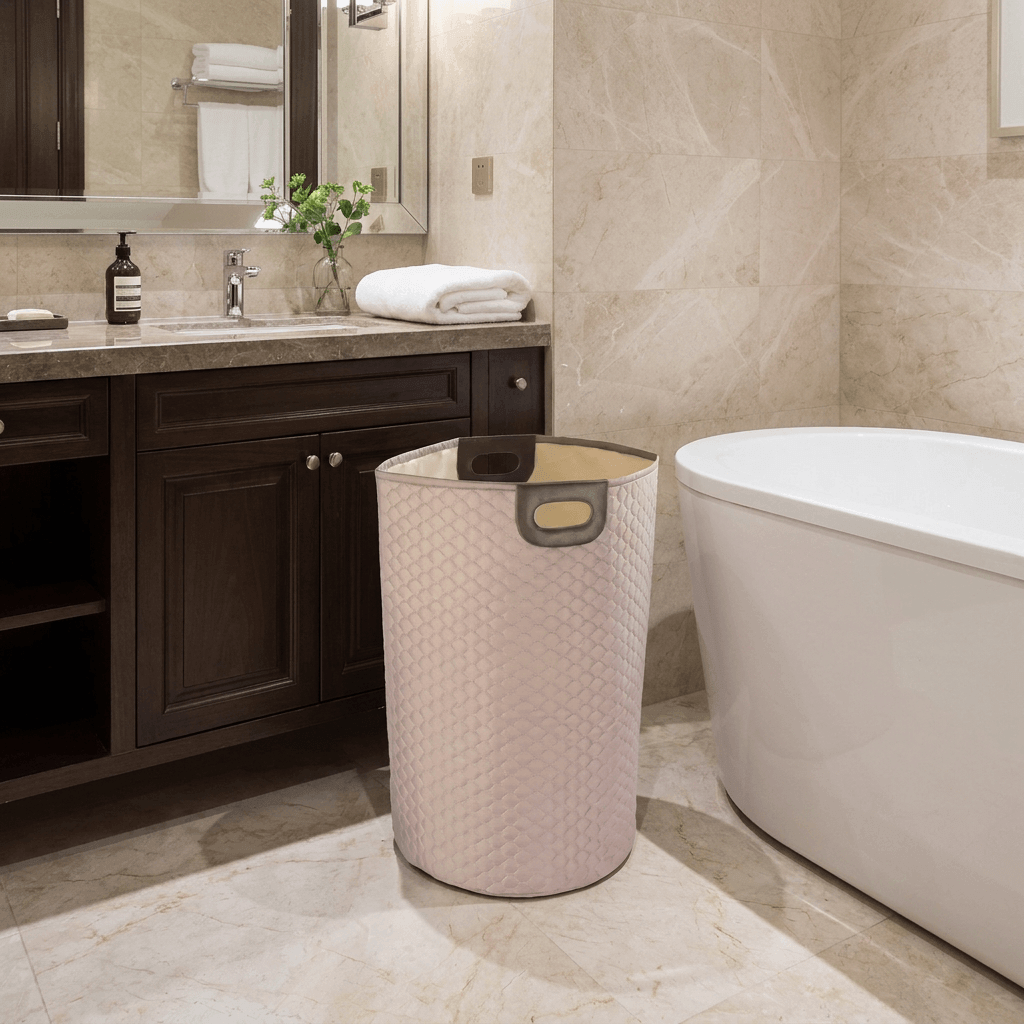 Wenko Scandinavian Style Polyester Taupe Laundry Basket – 75L