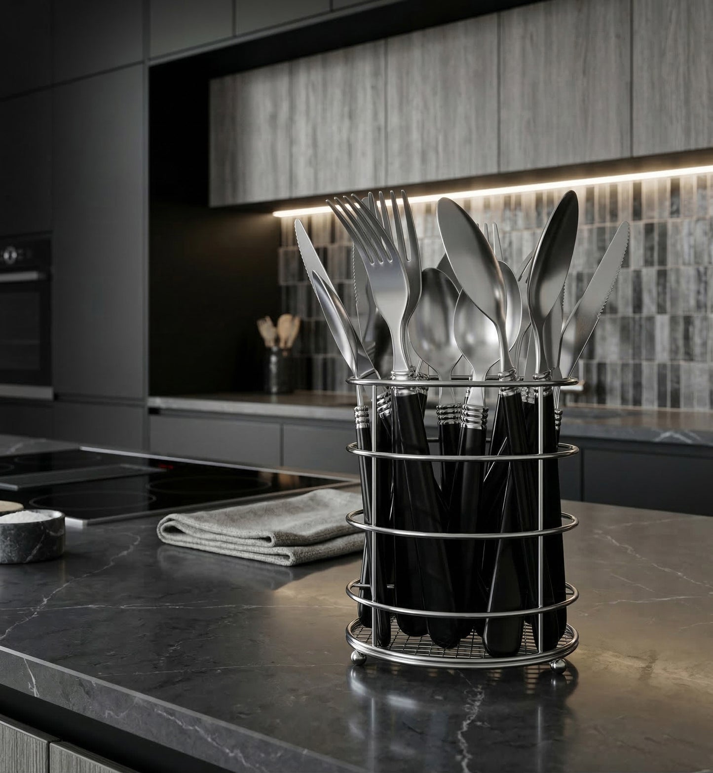 Danny Home 16-Pieces Stainless Steel Cutlery Set With Stand