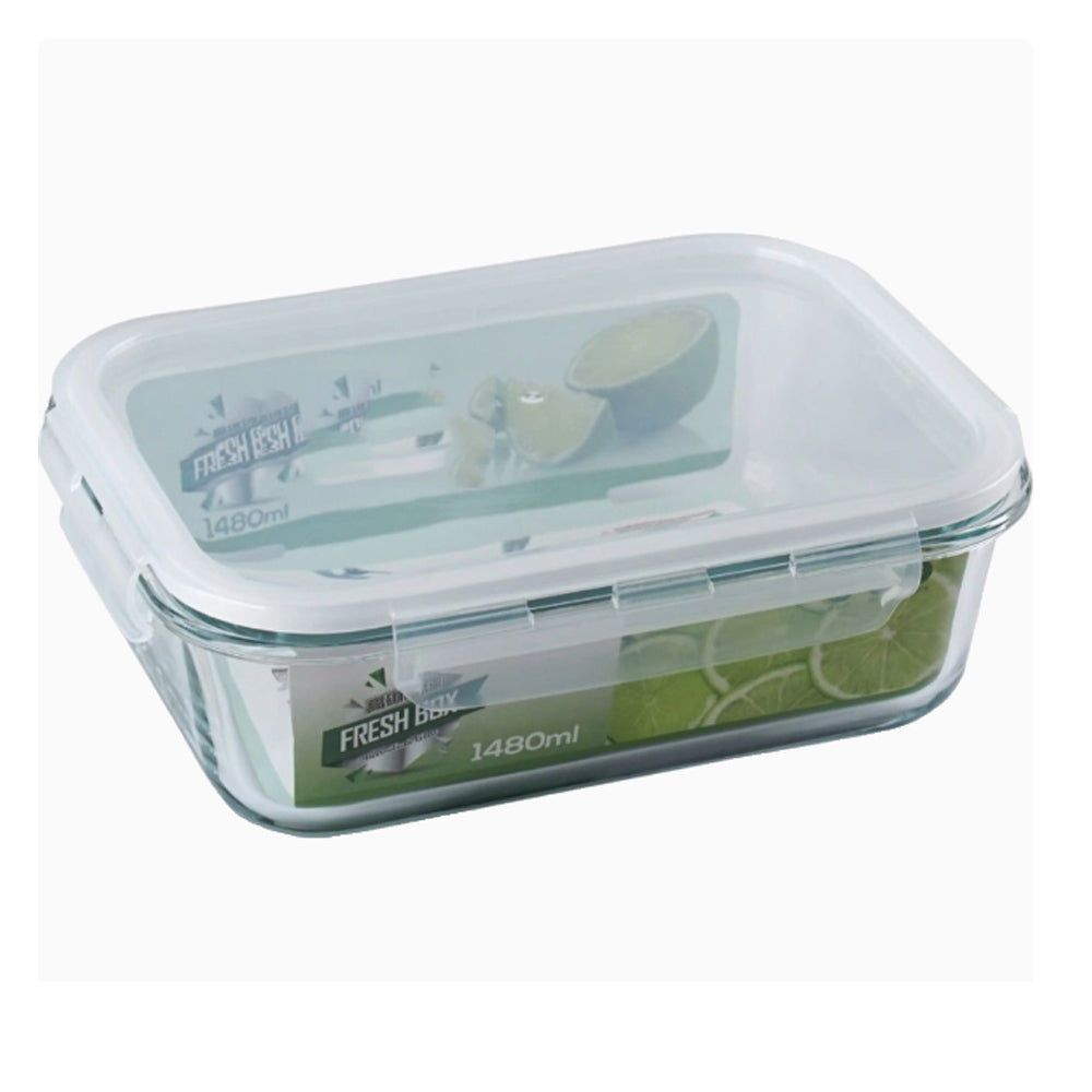1480ml Borosilicate Rectangle Glass Food Storage Container With Microwave, Freezer & Dishwasher Safe NFH-77853