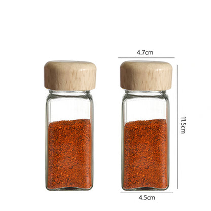 2-Pieces Glass Salt & Pepper Jar Bamboo Lid With stand 110ml