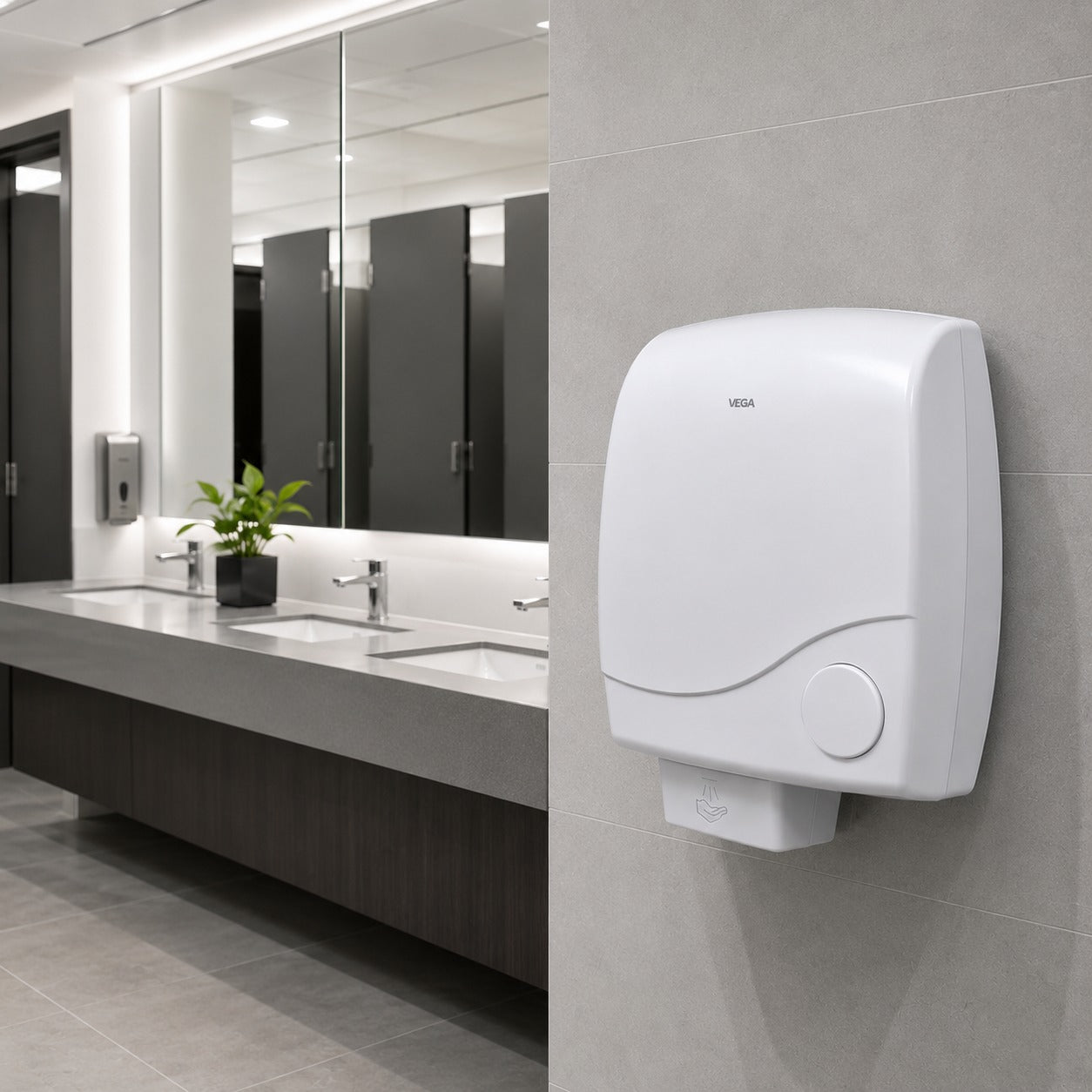 VEGA Wall-Mounted Electric Hand Dryer – 1800W High-Speed Hand Dryer | White | Commercial Bathroom Dryer