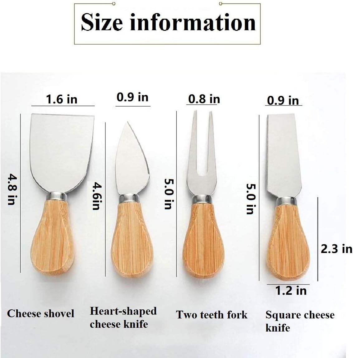 Stainless Steel 4-Piece Cheese Knives Set with Wood Handle