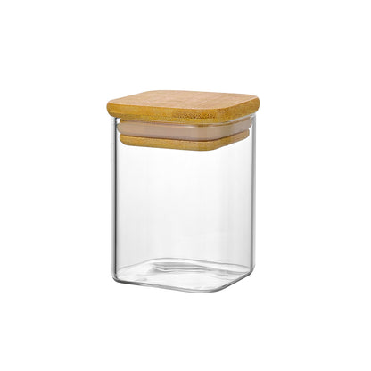 Clear Borosilicate Glass Storage Jar With Bamboo Lid 220-ml #XZ-F0001