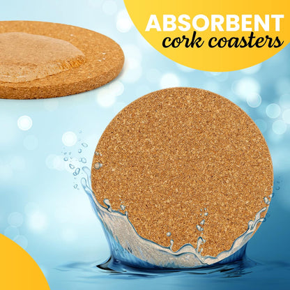 6-Pieces Cork Coasters 10cm – 5mm Thick
