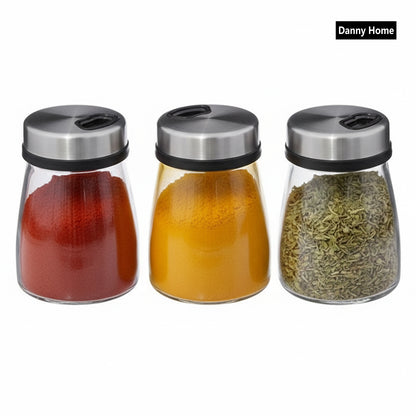 Danny Home 3-Pcs Spices & Salt Glass Jar With Stainless steel lid 250ml
