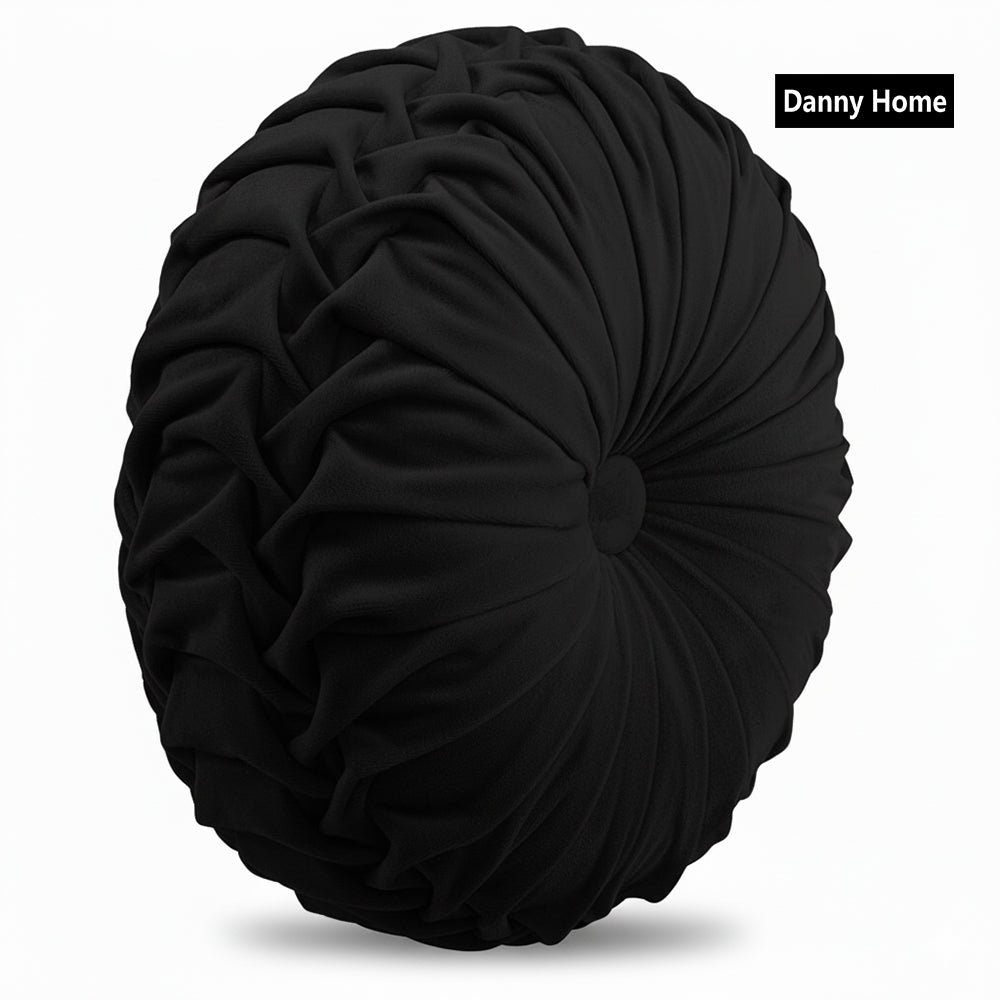Danny Home 40-cm Round Sofa Cushion Black Color Velvet Home Decor