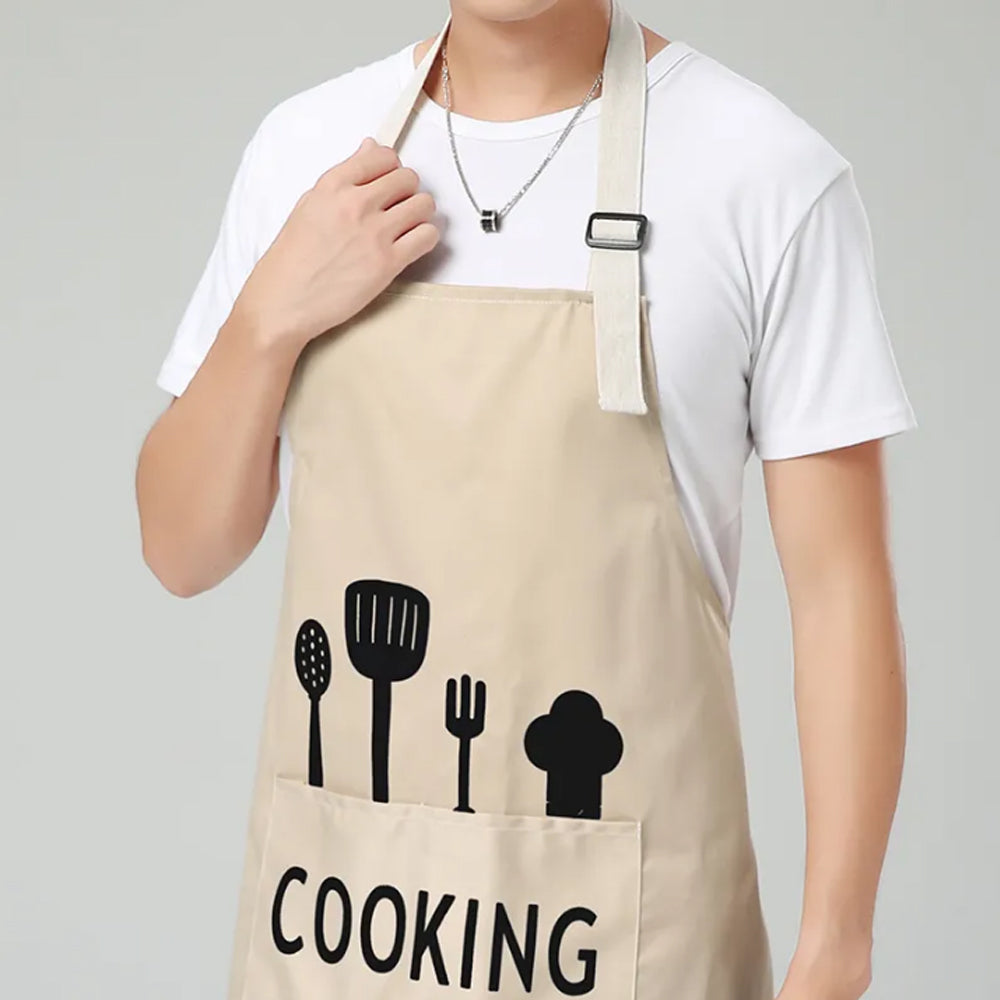 YURILIFE Thick Cotton Canvas Apron For Kitchen With Pocket