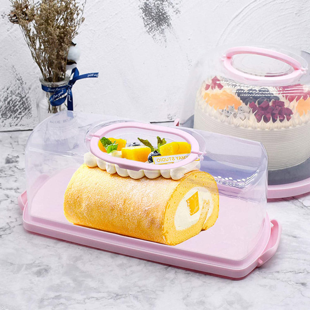 Plastic Bread  cake Box with Portable Handle