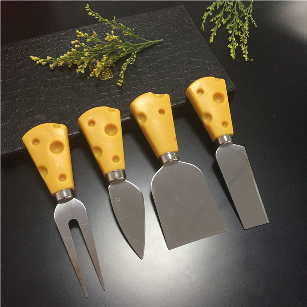 Cool Gift, 4 Pieces Set Cheese Knives, Cheese Shape Hand