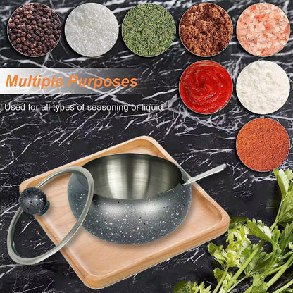 Granite Coating Stainless Steel Sugar Bowl with Clear Lid and Sugar Spoon