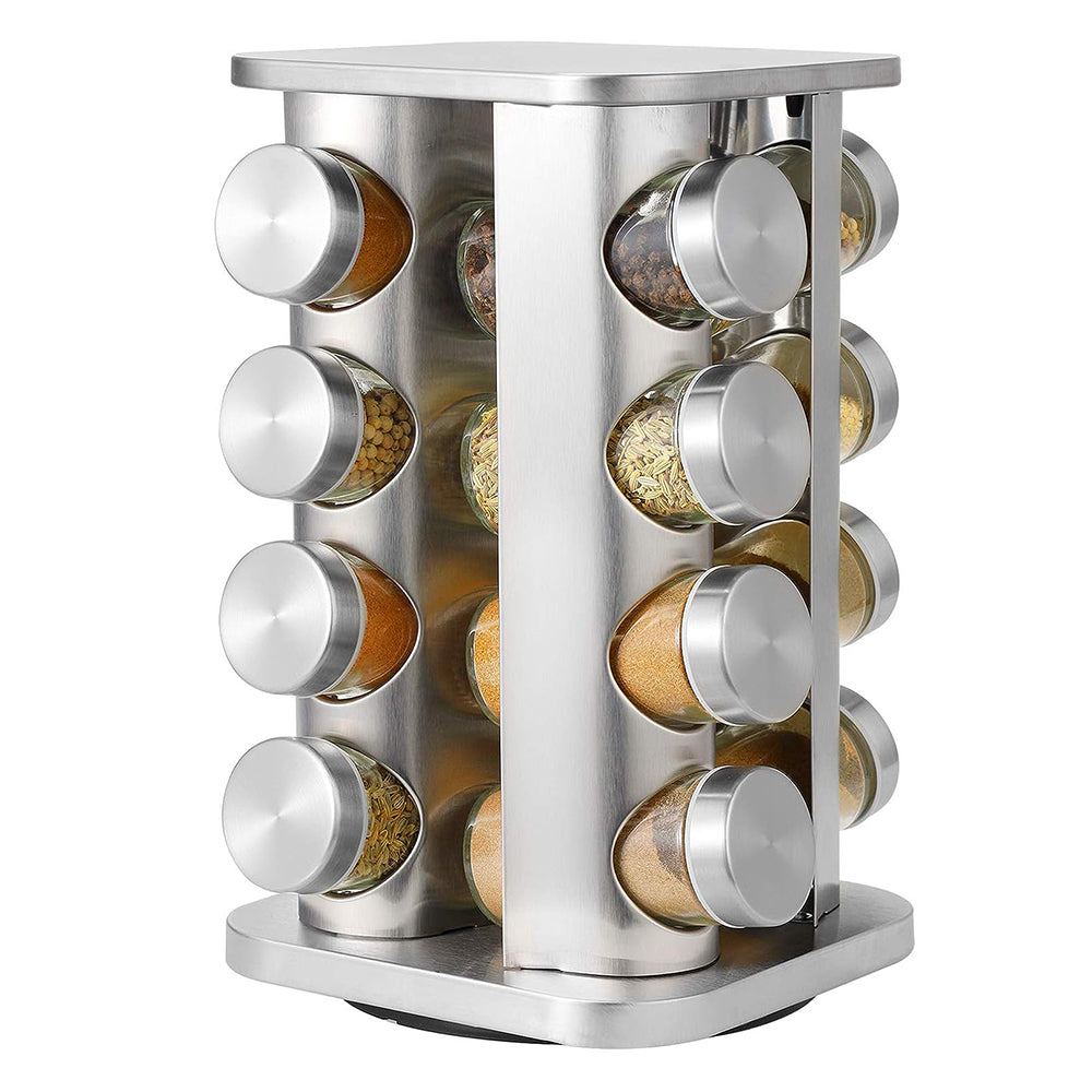 16-JARS 100ML Stainless Steel Rotating Seasoning Spice Jar Set