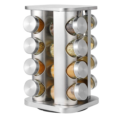 16-JARS 100ML Stainless Steel Rotating Seasoning Spice Jar Set