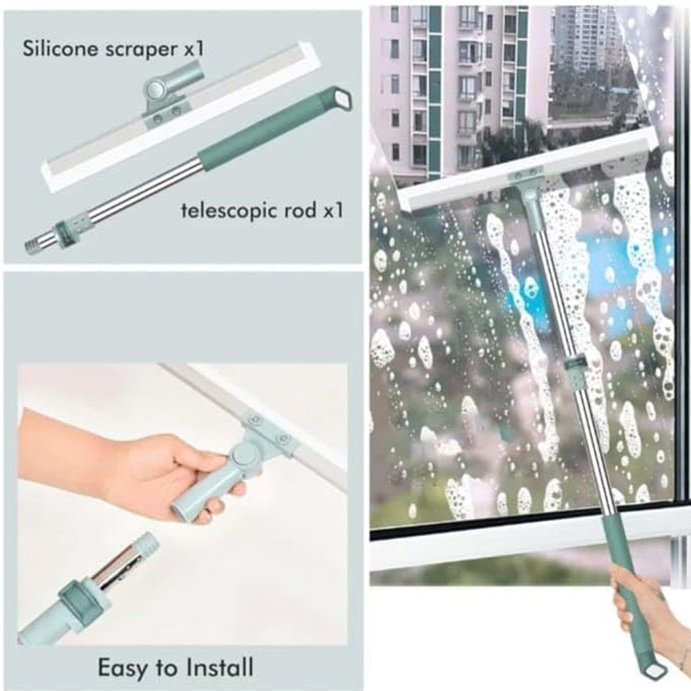 Silicone 3-in-1 Adjustable Indoor Broom Sweeper 180 Degree Rotatable Floor Wiper 35-cm