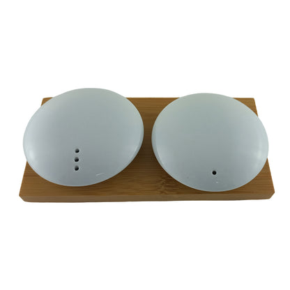Round Salt & Pepper Set With Bamboo Tray