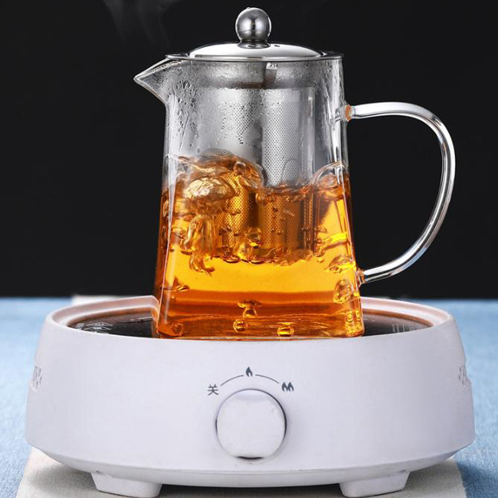 Transparent Glass Teapot with Stainless Steel Infuser