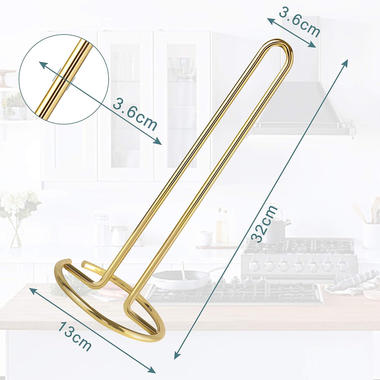 Tissue Holder Standing Rack with Weighted Base for Kitchen Counter top, Gold