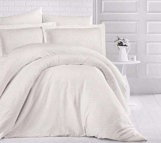Stripe Satin Duvet Cover Set Creme