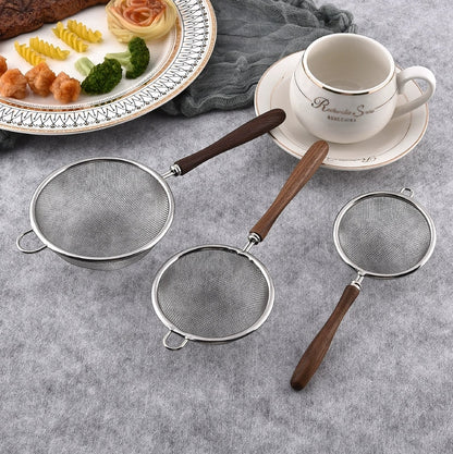 PROUD Stainless Steel Sieves and Strainers With Wood Handle 7/8/10cm