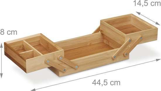 Relaxdays Bamboo Folding Jewelry Box – Sustainable Multi-Level Organizer with 5 Compartments