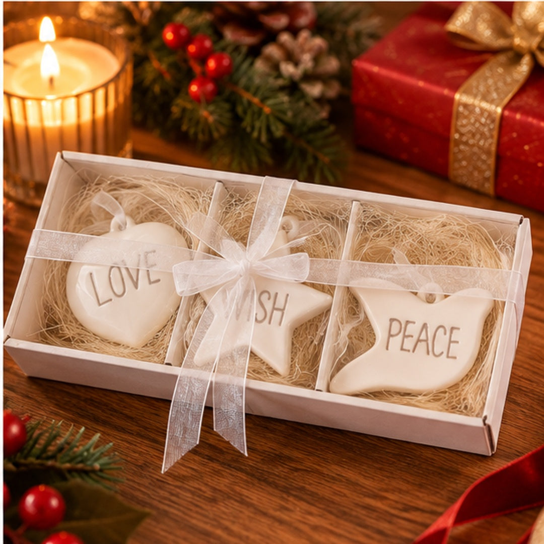 Micasa Ceramic Christmas Ornaments – Set of 3