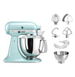 KitchenAid 5KSM175PSEIC Ironic Stand Mixer, Ice Blue + 3 L Bowl + Flex edge Beater