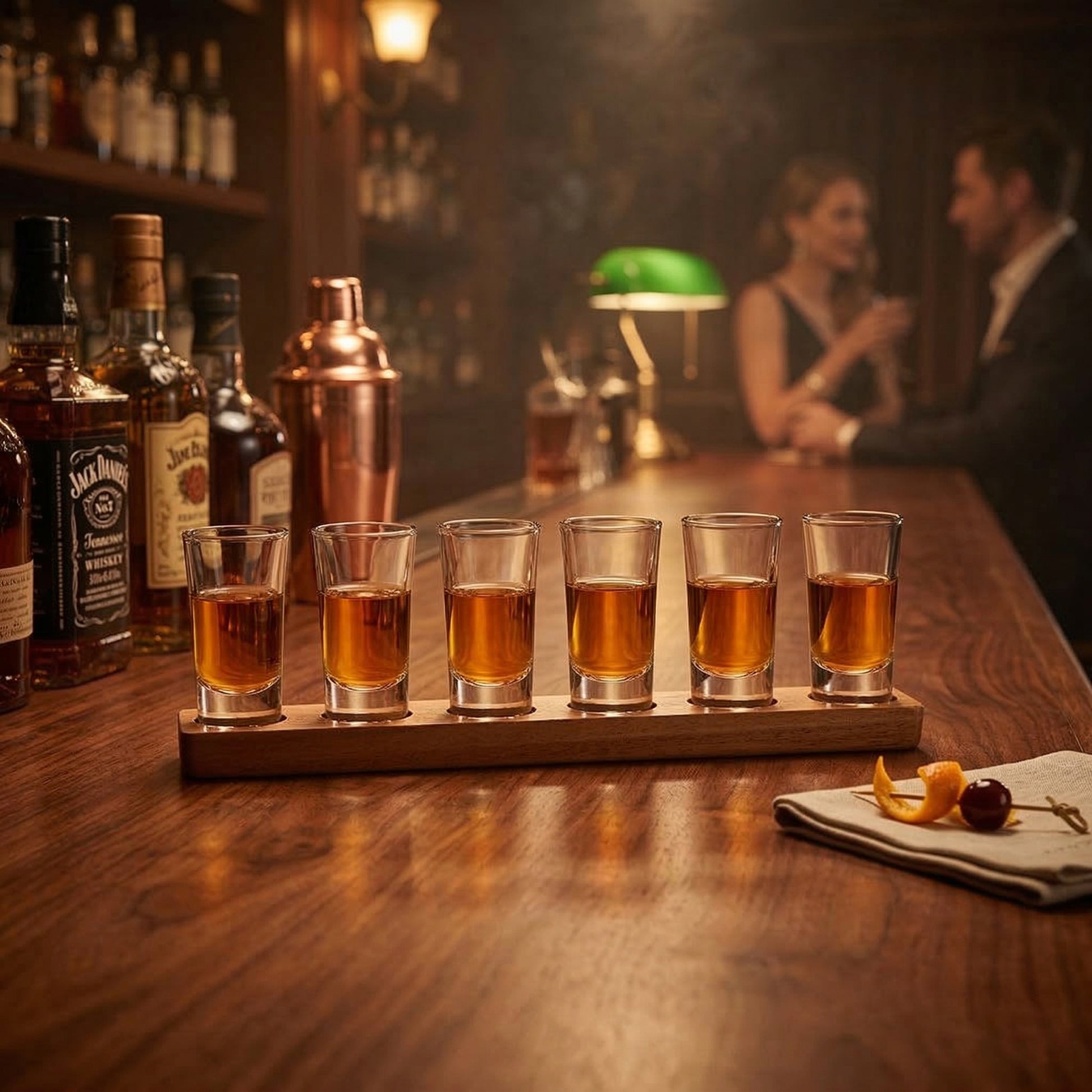 Danny Home 6-Pcs Glasses Shot With wood Serving Tray