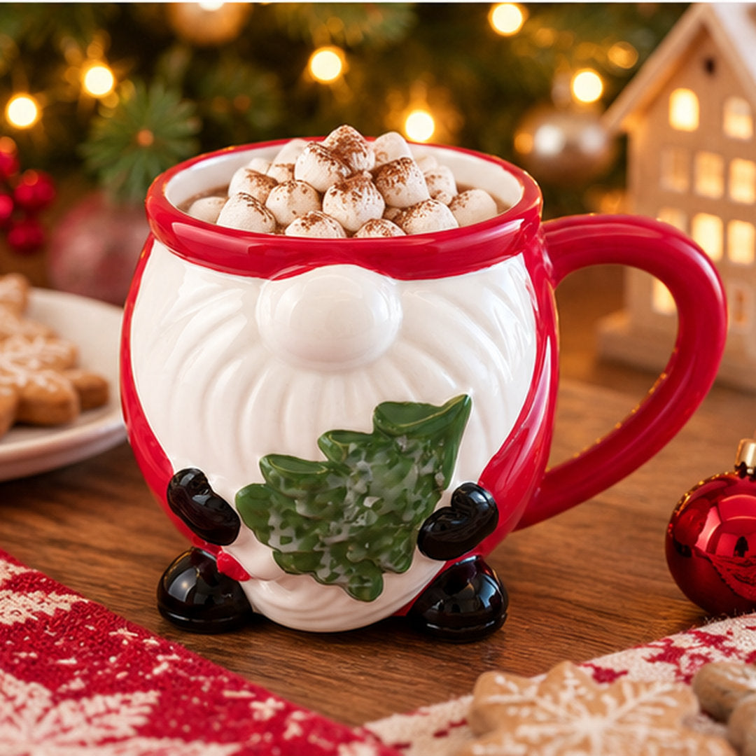Alpine Lodge Santa Claus Ceramic Christmas Mug – Red & White