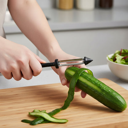Stainless Steel Premium Vegetable Peeler With Metal Handle Black Granite