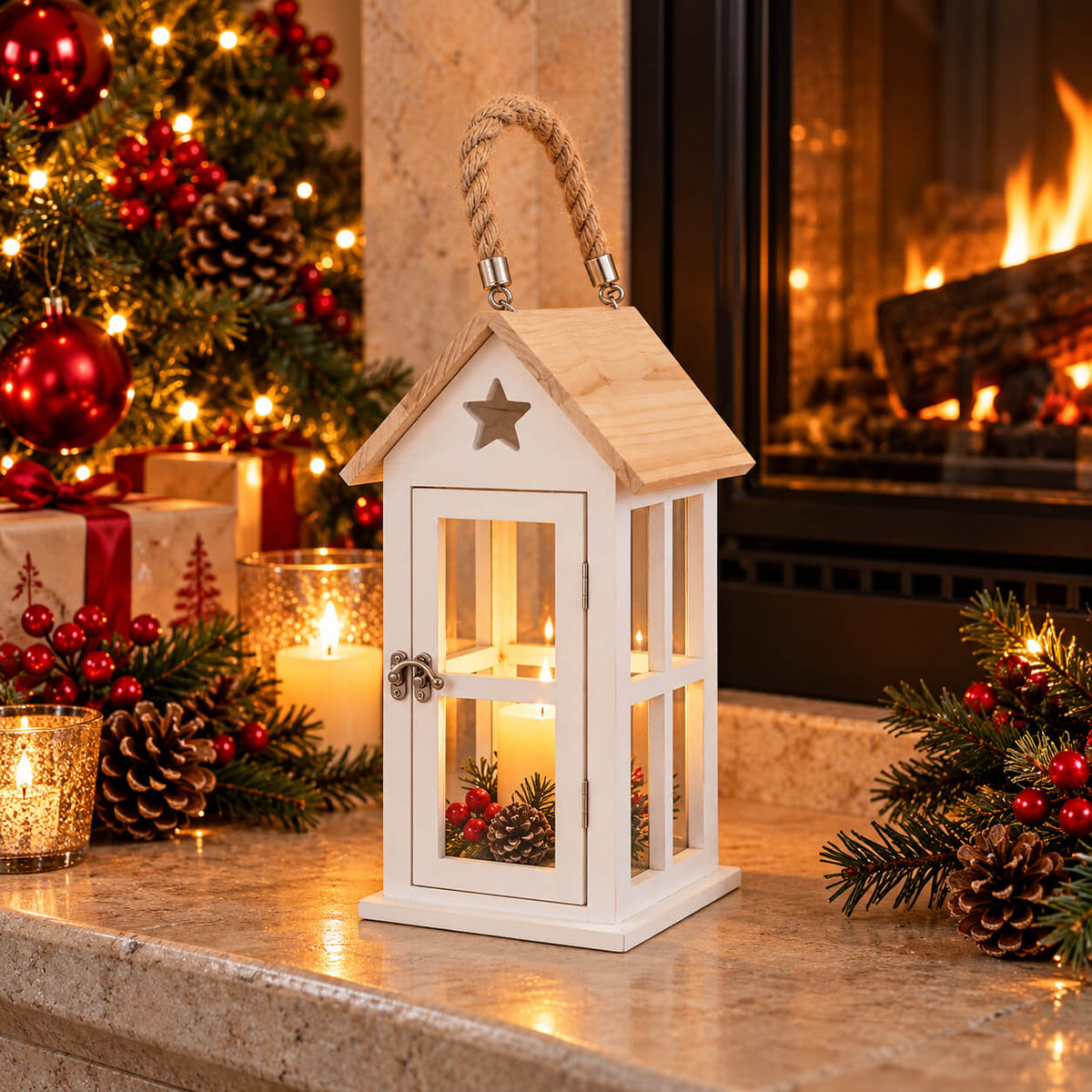 Migros Alpine Lodge Wooden Christmas Lantern