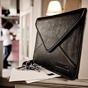 Cool Bananas Envelope Leather Laptop Bag, black