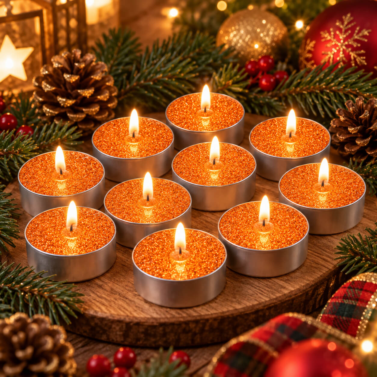 Copper Glitter Tealight Candles - Set of 10