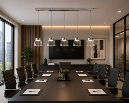 ATALA 5-Light LED Pendant Light – Chrome & Clear Glass