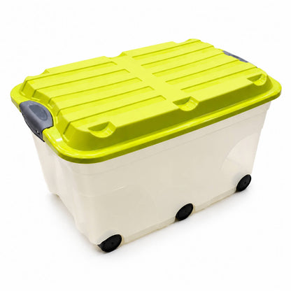 Rotho Roller Storage Box with Lid & 6 Wheels 57L – Made in Switzerland