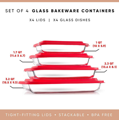 FENIX Set of 4PCS Tempered Nesting Glass Bakeware Set