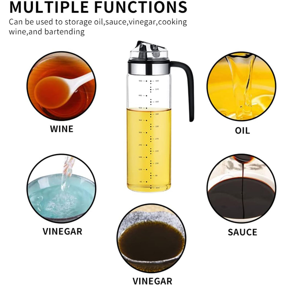 Automatic Cap Glass Olive Oil Dispenser Bottle 550-ml