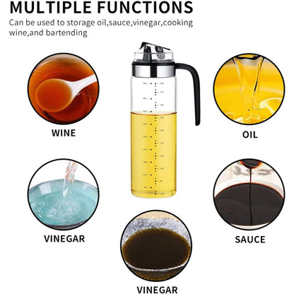 Automatic Cap Glass Olive Oil Dispenser Bottle 550-ml