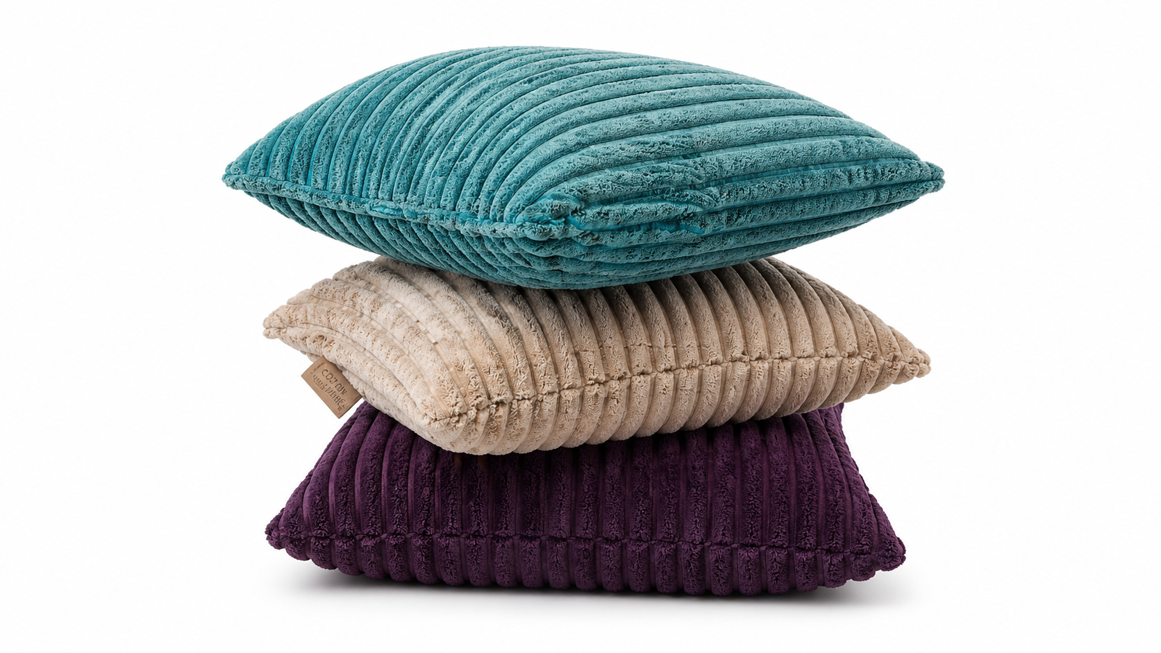 Tiseco Home Studio Cushion - Ribbed Plush Texture - Turquoise