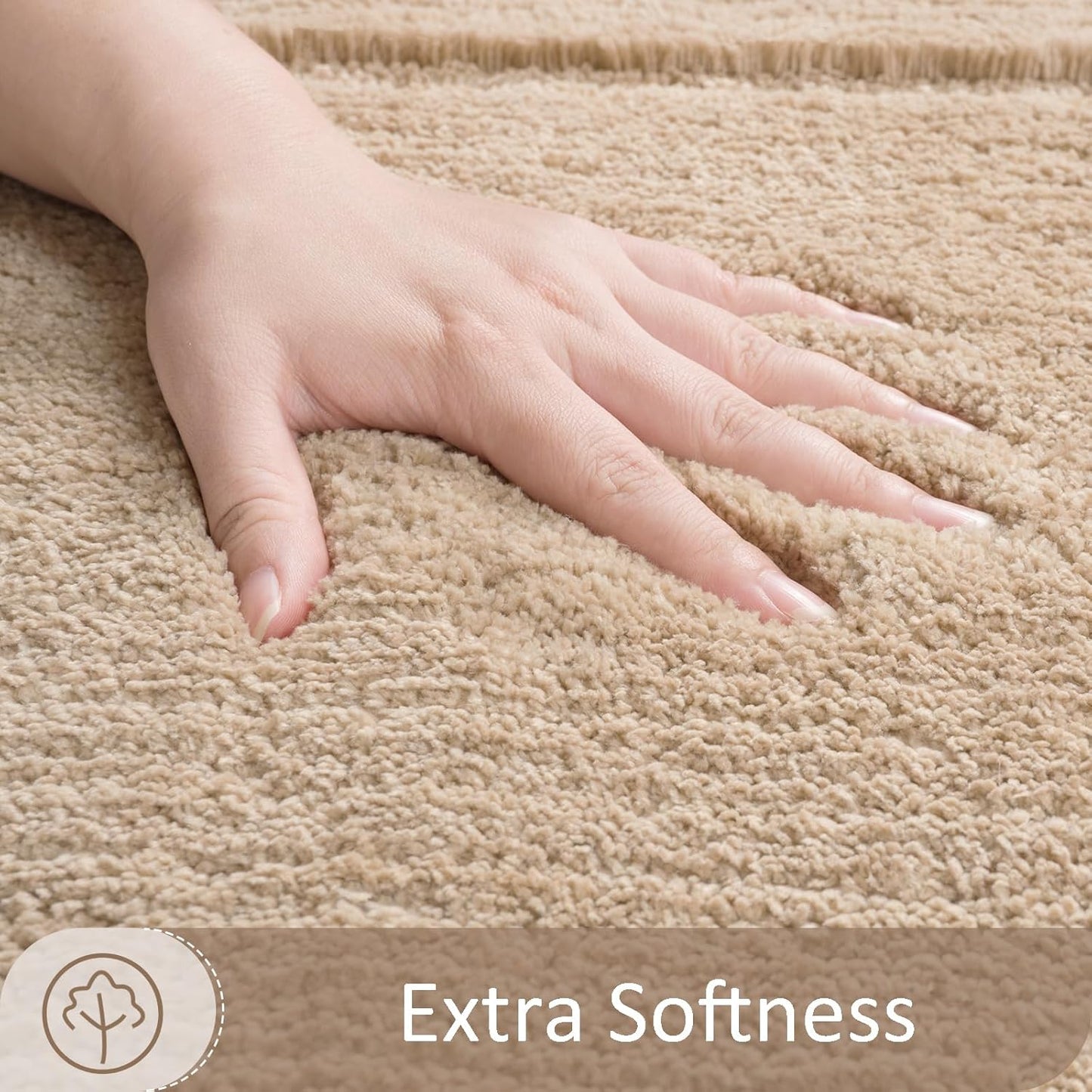 Danny Home Luxury Bath Mat Absorbent Non-Slip Washable Shaggy Bathroom Rug 50X80CM – Beige
