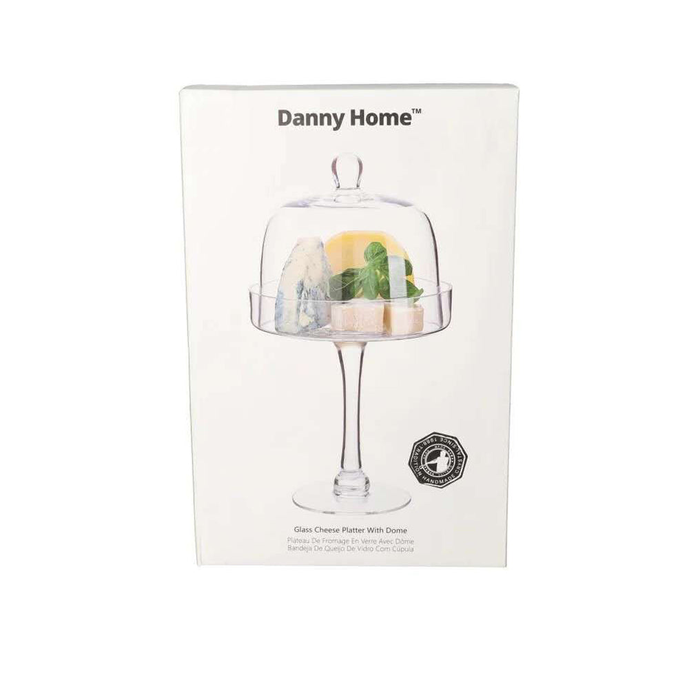 Danny Home Glass Cheese Platter With Dome