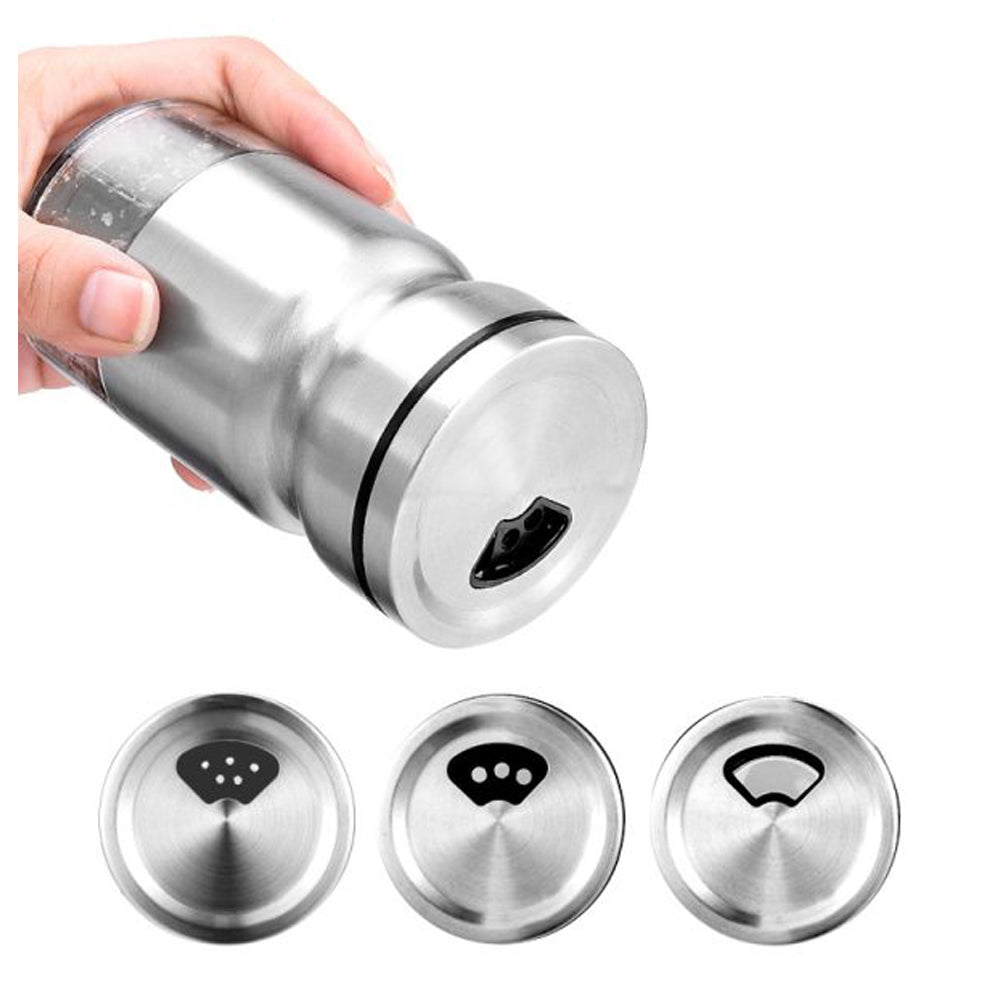 8-Pieces Stainless Steel With Glass Spice Rack Set