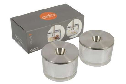 QDO Scandinavian Candlestick Set of 2 – Stainless Steel & Glass Candle Holders