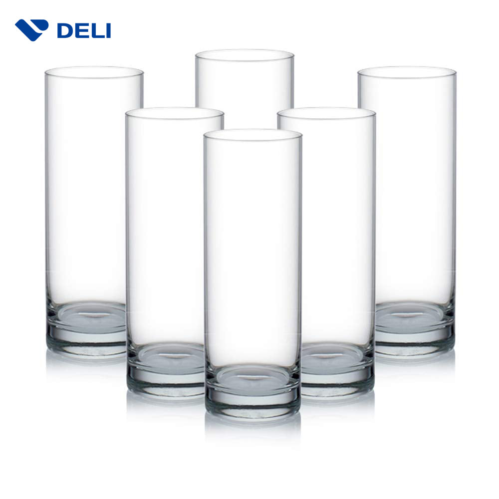 DELI 6-Pieces Clear Glasses Thin Rim 295-ml