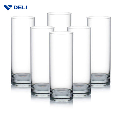 DELI 6-Pieces Clear Glasses Thin Rim 295-ml