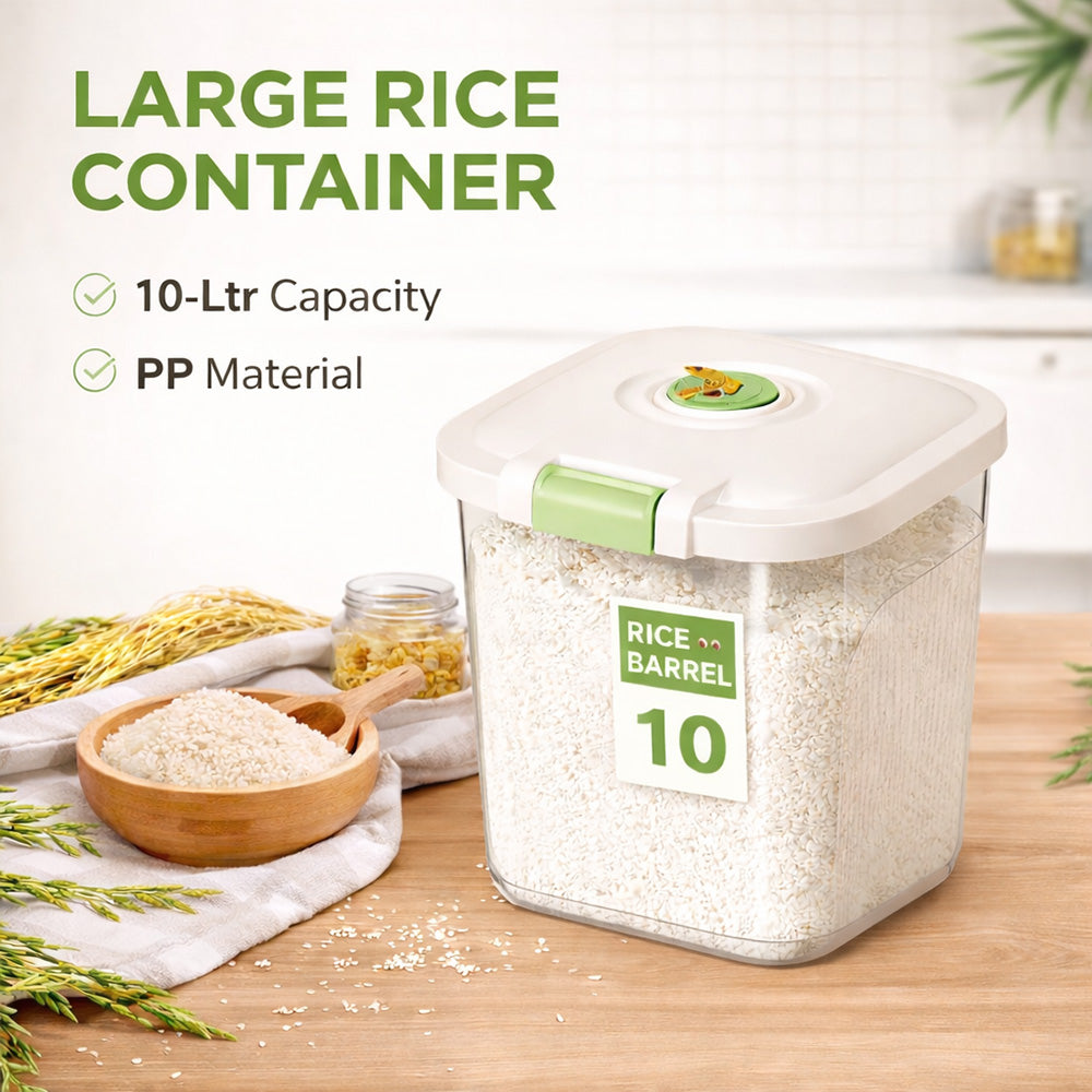 Leak-Proof Rice Storage Container – 10L Airtight PP Bin