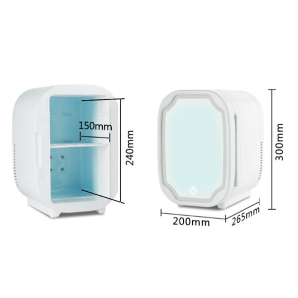 Mirror Refrigerator with Led Three Level Adjustable Light, 6 Liter Capacity