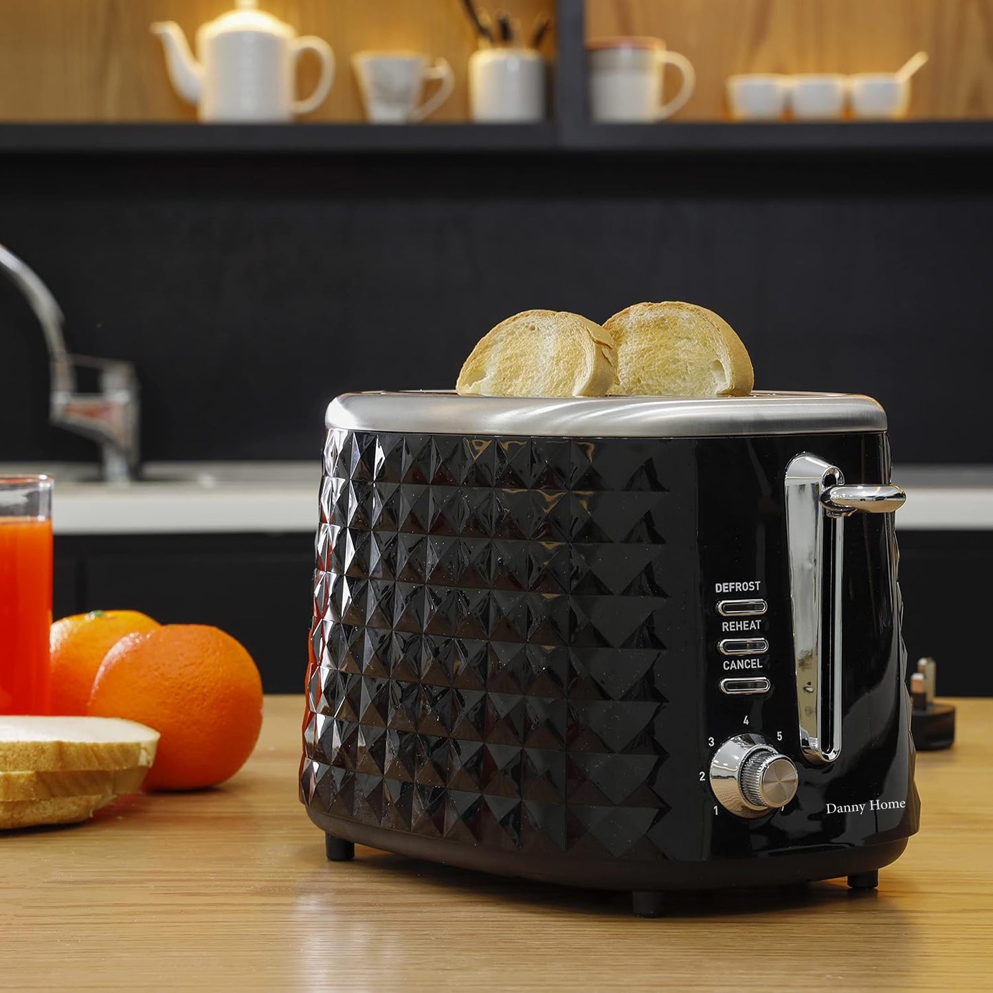 Danny Home Black Two Slice Toaster 28.5cm