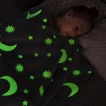 Star Moon Glow in The Dark Blanket for Kids – Pink 120cm x 170cm